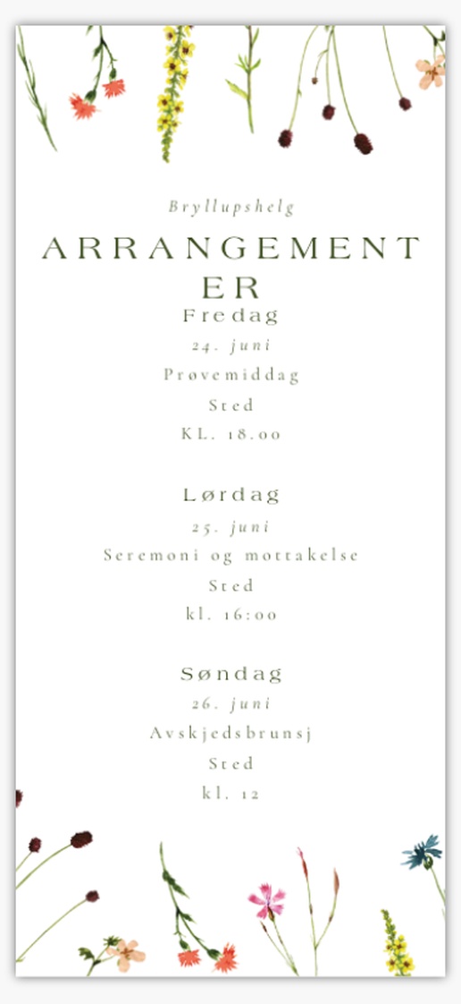 Forhåndsvisning av design for Designgalleri: Sommer Bryllupsprogrammer, 21 x 9.5 cm