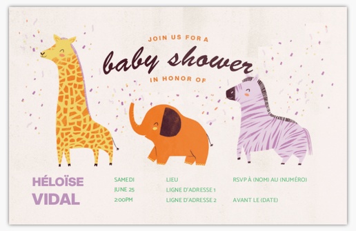 Aperçu du graphisme pour Galerie de modèles : cartons d’invitation baby shower pour animaux, 18.2 x 11.7 cm