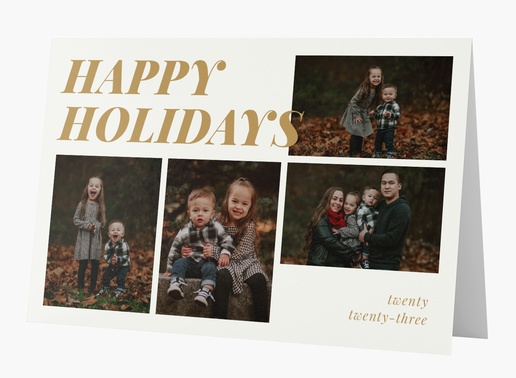 A happy holidays multiphoto white brown design for Greeting with 4 uploads