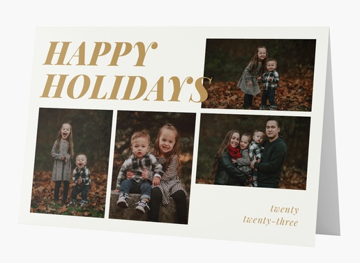 A happy holidays multiphoto white yellow design for Greeting with 4 uploads