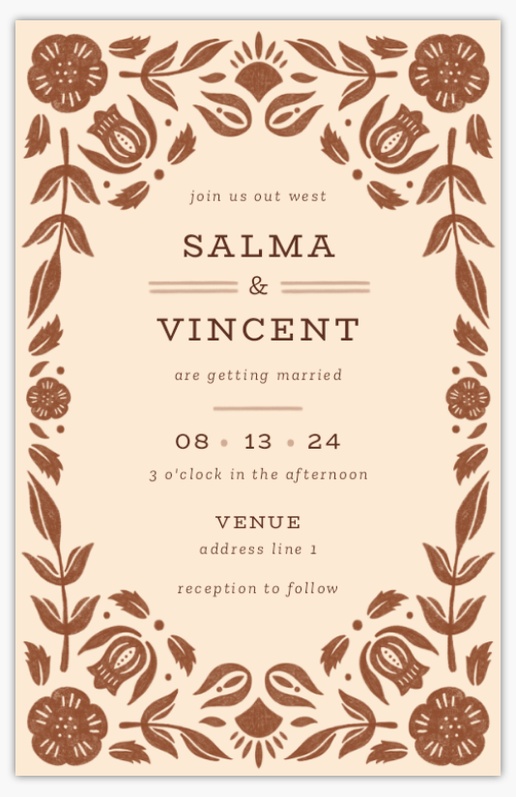 Design Preview for Destination Wedding Invitations Templates, 4.6" x 7.2" Flat