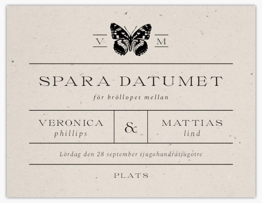 Förhandsgranskning av design för Designgalleri: Vintage Spara datumet-kort, 13,9 x 10,7 cm
