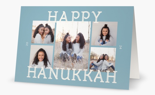Un hanukkah tarjeta multifoto diseño gris blanco para Tradicional y Clásico con 5 imágenes