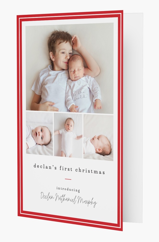 A baby's first christmas holiday red black design for Traditional & Classic with 4 uploads