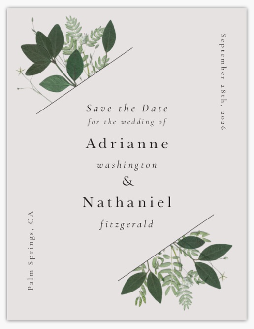 Design Preview for Greenery Save the Date Cards Templates, 5.5" x 4"
