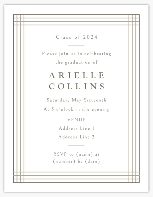 A grad invitation white gray design for Traditional & Classic