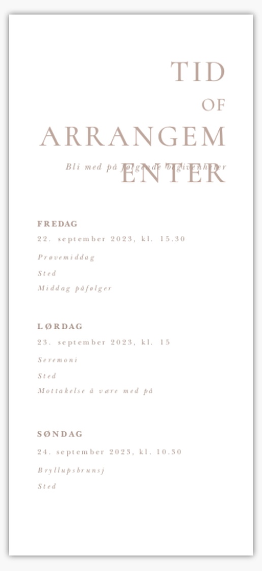 Forhåndsvisning av design for Designgalleri: Moderne Bryllupsprogrammer, 21 x 9.5 cm
