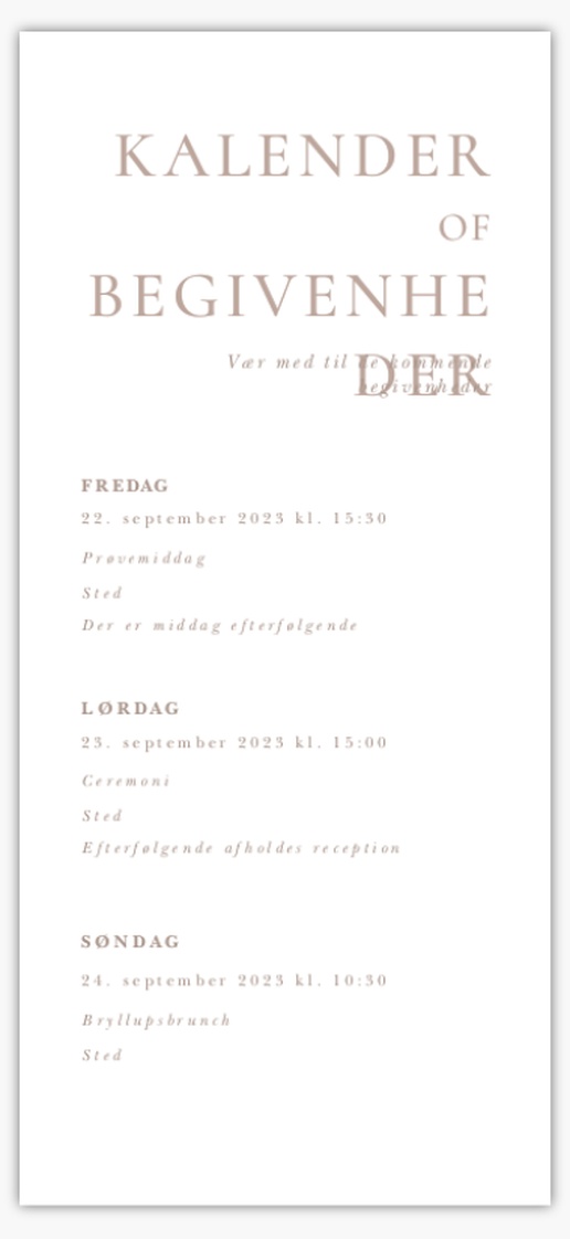 Forhåndsvisning af design for Designgalleri: Minimalt Bryllupsprogrammer, 21 x 9.5 cm