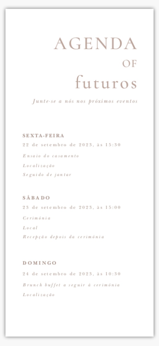 Pré-visualização do design de Modelos e designs de programas de casamentos para minimalista, 21 x 9,5 cm