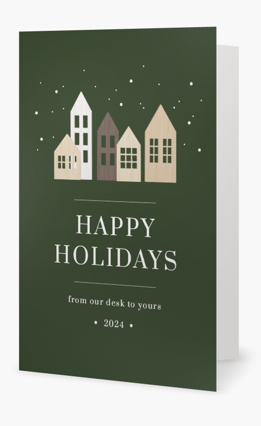 A houses business holiday card brown cream design for Business