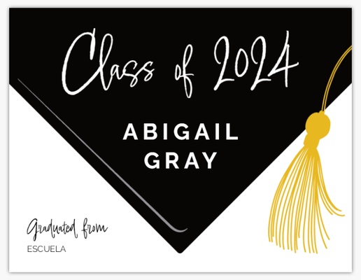 Un blanco y negro invitación de graduación diseño negro naranja para Anuncios de graduación