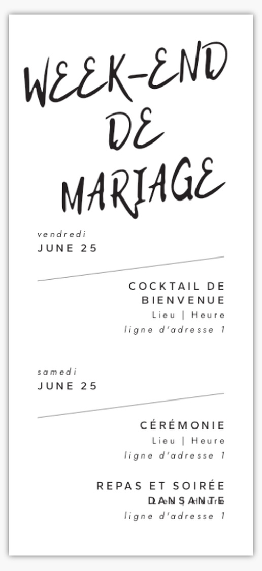 Aperçu du graphisme pour Galerie de modèles : programmes de mariage pour typographiques, 21 x 9.5 cm