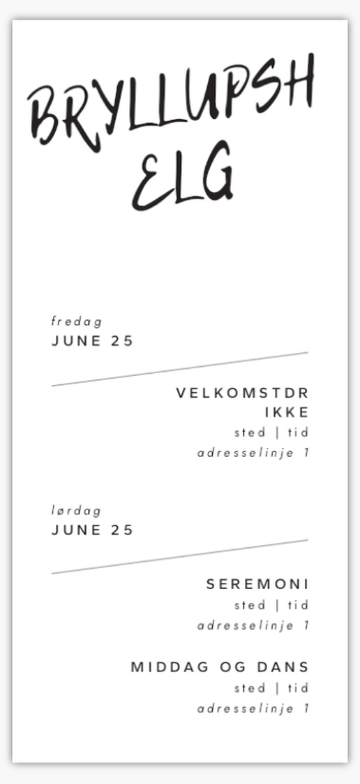 Forhåndsvisning av design for Designgalleri: Fet skrift Bryllupsprogrammer, 21 x 9.5 cm