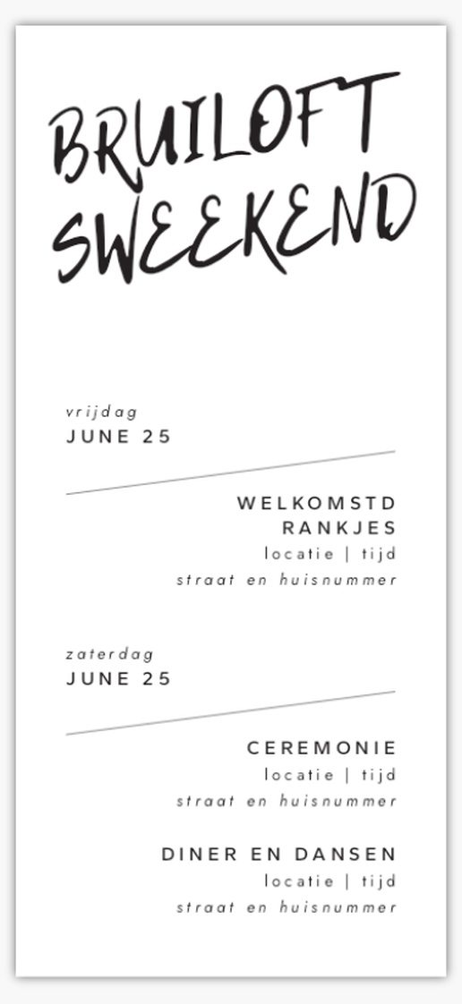 Voorvertoning ontwerp voor Ontwerpgalerij: Typografisch Trouwprogramma´s, 21 x 9.5 cm