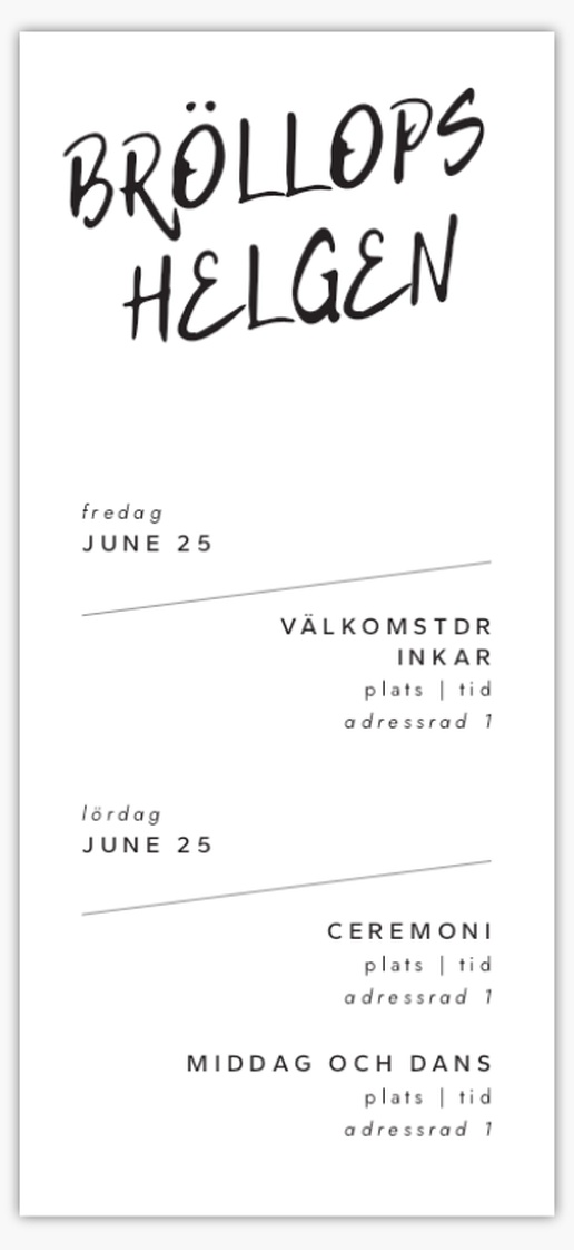 Förhandsgranskning av design för Designgalleri: Modernt Bröllopsprogram, 21 x 9.5 cm