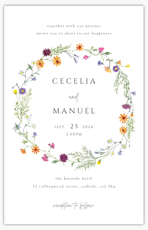 Design Preview for Design Gallery: Floral Wedding Invitations, Flat 21.6 x 13.9 cm
