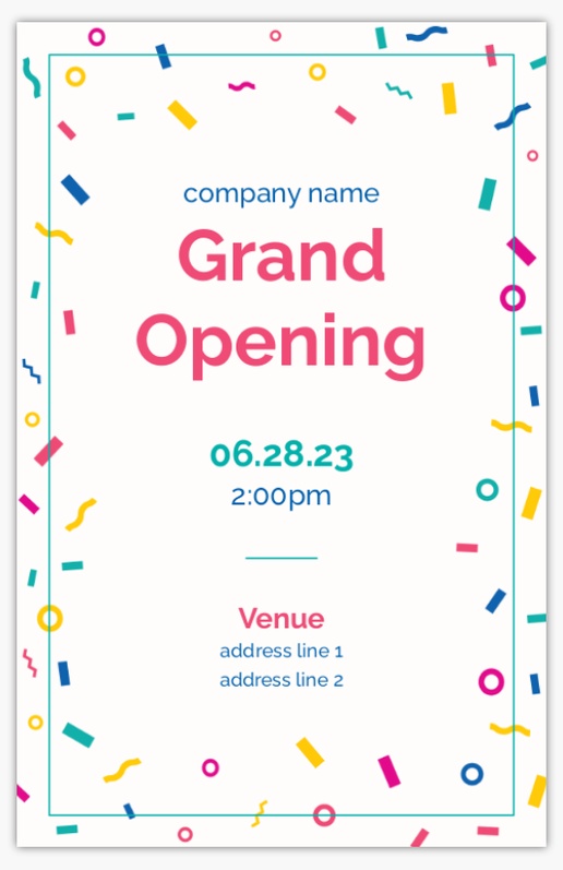 A colorful grand opening white pink design for Business