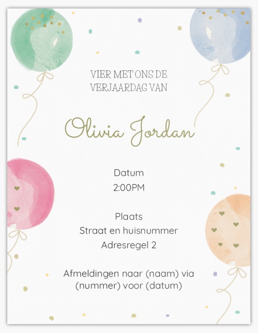 Voorvertoning ontwerp voor Verjaardagsuitnodigingen voor kinderen , 13,9 x 10,7 cm