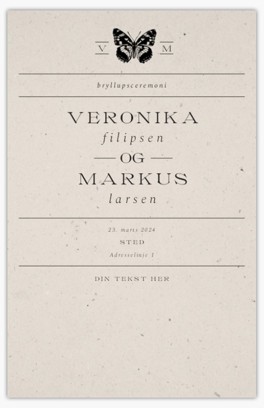Forhåndsvisning af design for Designgalleri: Vintage Bryllupsprogrammer, 21,6 x 13,9 cm