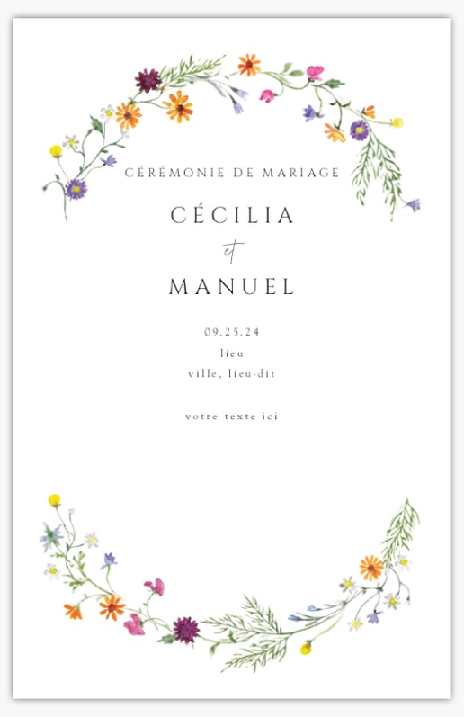 Aperçu du graphisme pour Galerie de modèles : Programmes de mariage pour Fleurs, 21,6 x 13,9 cm