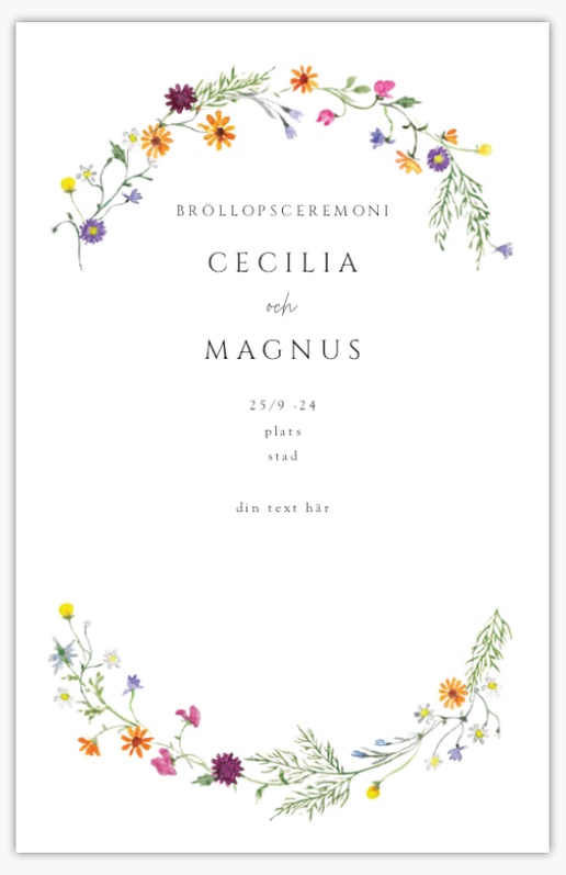 Förhandsgranskning av design för Designgalleri: Blommor Bröllopsprogram, 21,6 x 13,9 cm