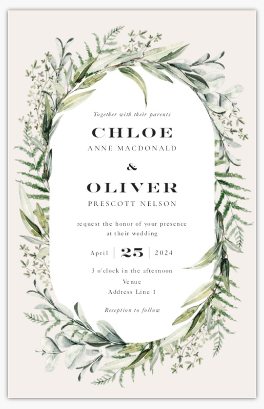 Design Preview for Wedding Invitations  , 4.6" x 7.2" Flat