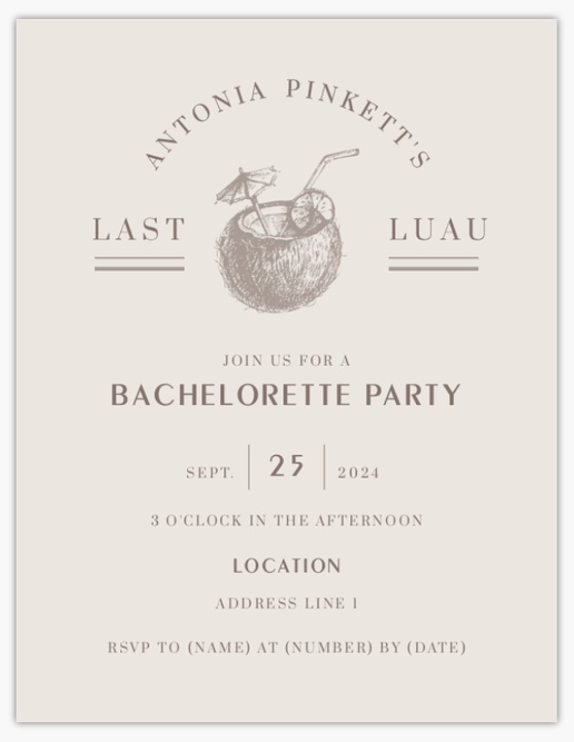 Design Preview for Design Gallery: Bachelorette & Bachelor Parties Invitations & Announcements, 5.5" x 4" Flat
