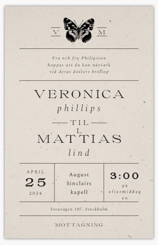 Förhandsgranskning av design för Designgalleri: Vintage Bröllopsinbjudningar, Enkelt 18.2 x 11.7 cm