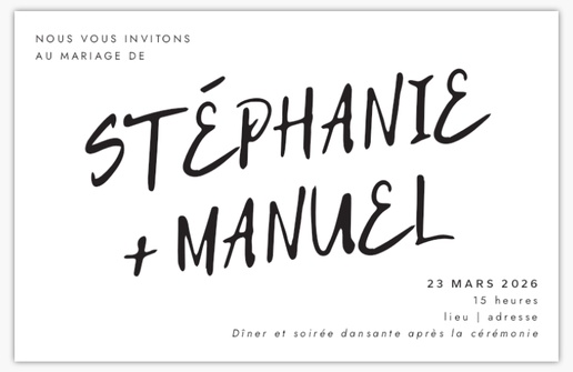 Aperçu du graphisme pour Galerie de modèles : Faire-part de mariage pour Typographiques, Non pliées 18.2 x 11.7 cm