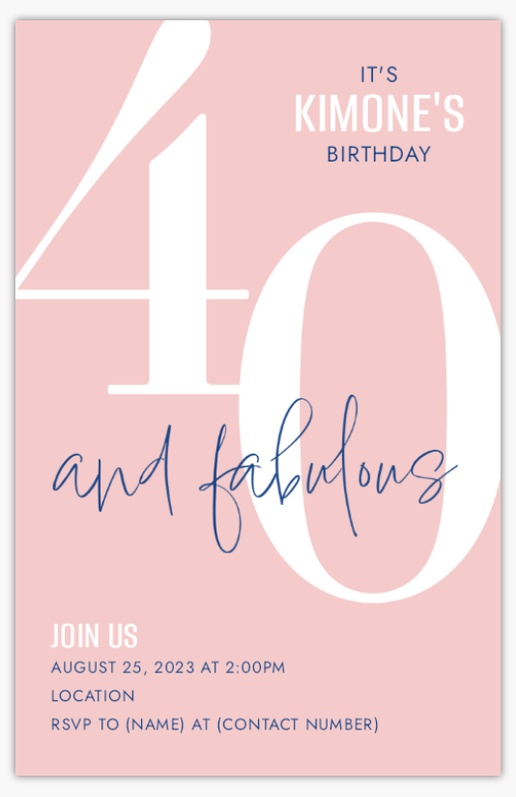 A 40th birthday party 40 pink white design for Theme