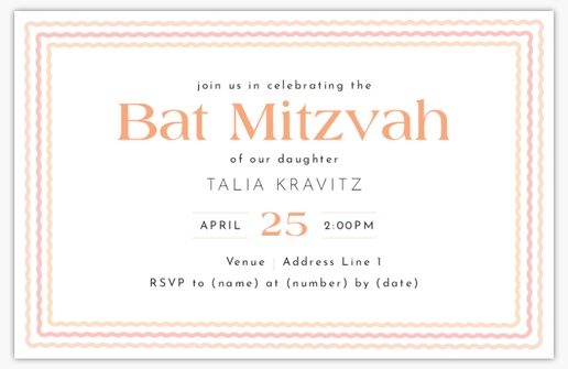 Design Preview for Bar & Bat Mitzvah Invitations & Announcements Templates, 4.6” x 7.2” Flat