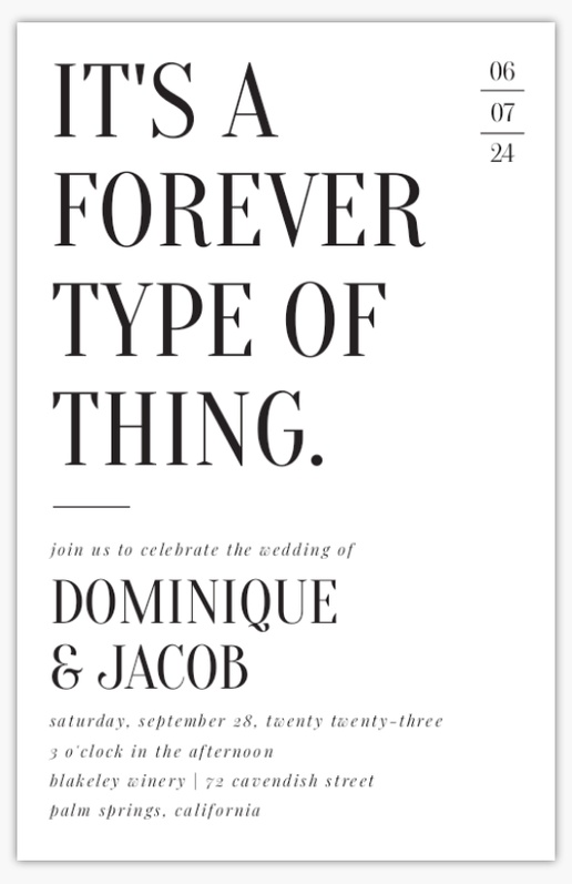 Design Preview for Bold Wedding Invitations Templates, 4.6" x 7.2" Flat