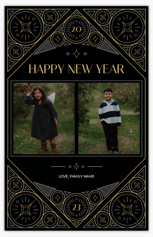 A new years intricate black gray design for New Year with 2 uploads