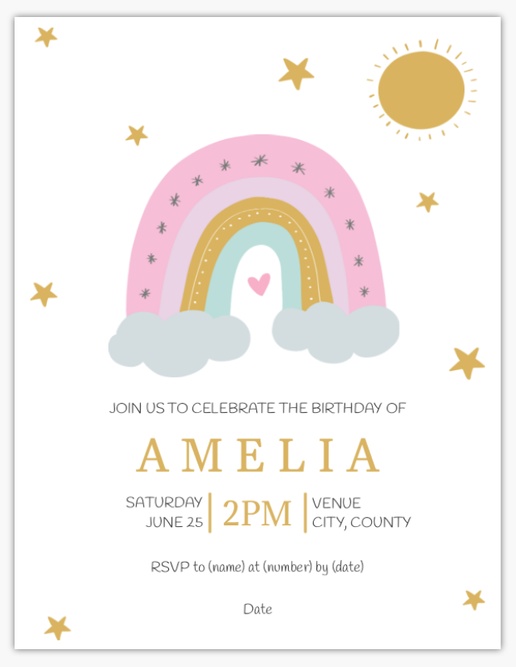 Design Preview for Design Gallery: 1st Birthday Invitations & Announcements, 5.5" x 4" Flat