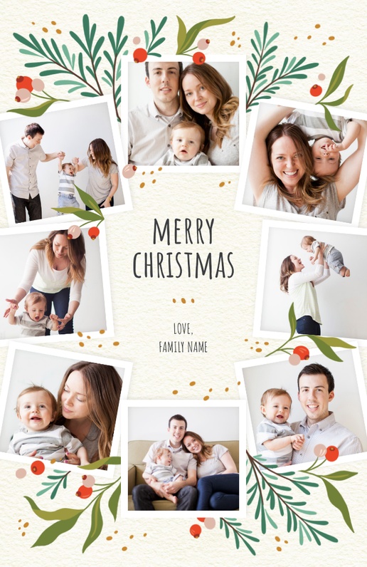 Design Preview for Design Gallery: Greenery Christmas Cards, Flat 4.6" x 7.2" 