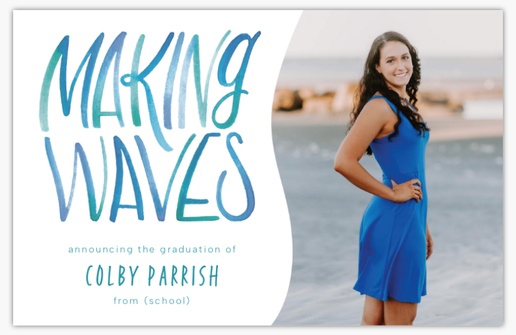A waves wave white blue design for Graduation Announcements with 1 uploads