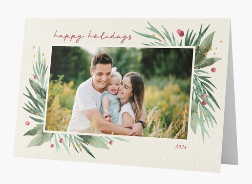 A happy holidays holiday greenery white cream design for Theme with 1 uploads