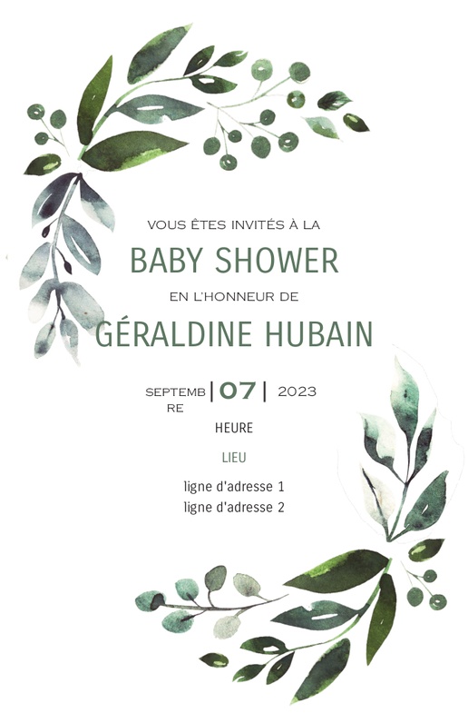 Aperçu du graphisme pour Cartons d’invitation baby shower, 18.2 x 11.7 cm