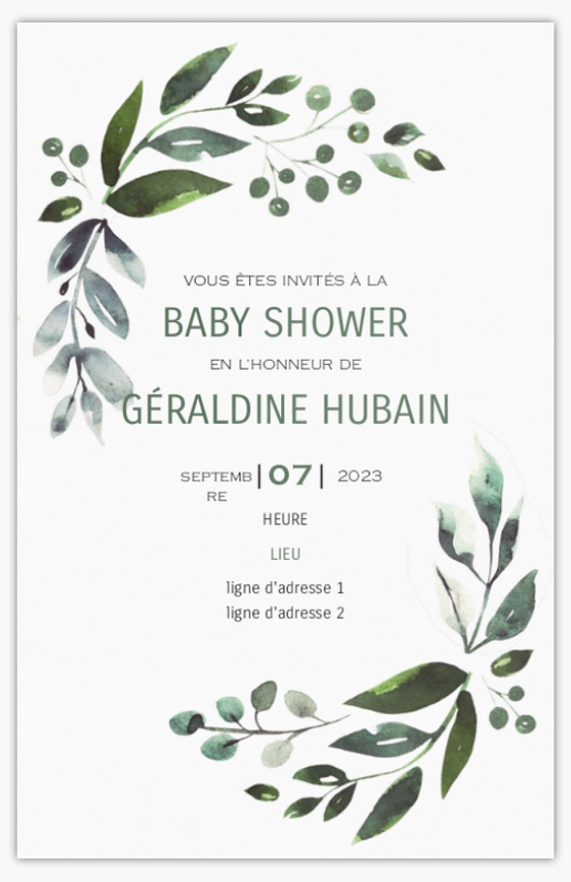 Aperçu du graphisme pour Galerie de modèles : cartons d’invitation baby shower pour fleurs et jardins, 18.2 x 11.7 cm