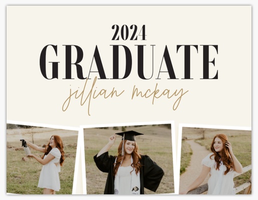 A photo grid graduation white gray design for Graduation Announcements with 3 uploads