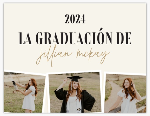 Un cuadrícula de fotos graduación diseño blanco gris para Anuncios de graduación con 3 imágenes