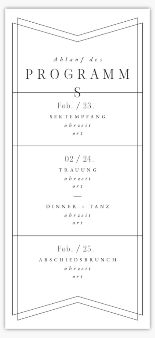Designvorschau für Designgalerie: Hochzeitsprogramme, 21 x 9.5 cm