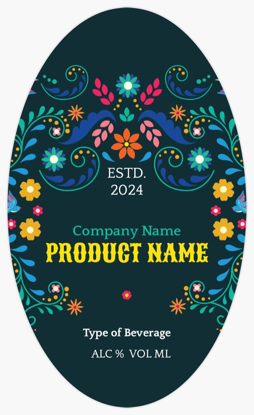 Design Preview for Design Gallery: Florals & Greenery Beer Labels, Oval 12.5 x 7.5 cm Vertical