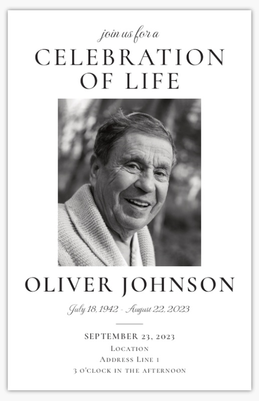 A in loving memory celebration of life white gray design for Funeral & Memorial Services with 1 uploads