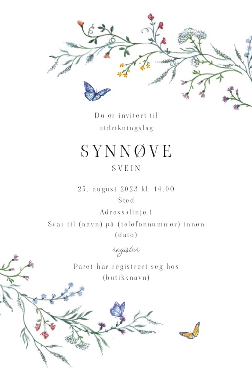 Forhåndsvisning av design for Designgalleri: Bryllup Invitasjoner og kort, Ensidig 18.2 x 11.7 cm