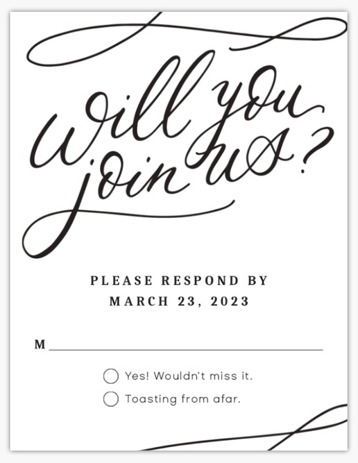 Design Preview for Typographical Wedding RSVP Cards Templates, 5.5" x 4" Flat