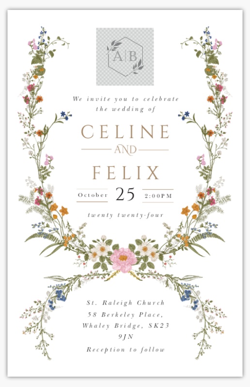 Design Preview for Wedding Invitation Templates, Flat 18.2 x 11.7 cm