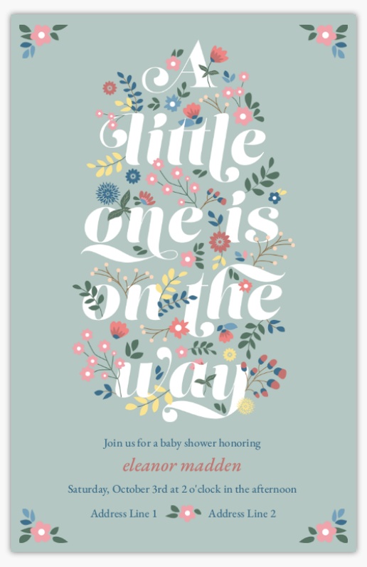 A baby shower florals white gray design for Baby Shower