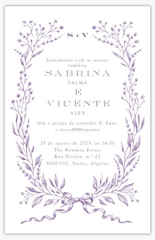 Pré-visualização do design de Modelos e designs de convites de casamento para estilo vintage, Sem dobra 18,2 x 11,7 cm
