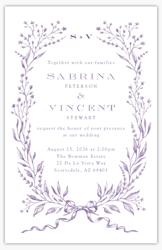 Design Preview for Vintage Wedding Invitations Templates, 4.6" x 7.2" Flat